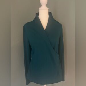 Teal Women's Knit Wrap Front Top